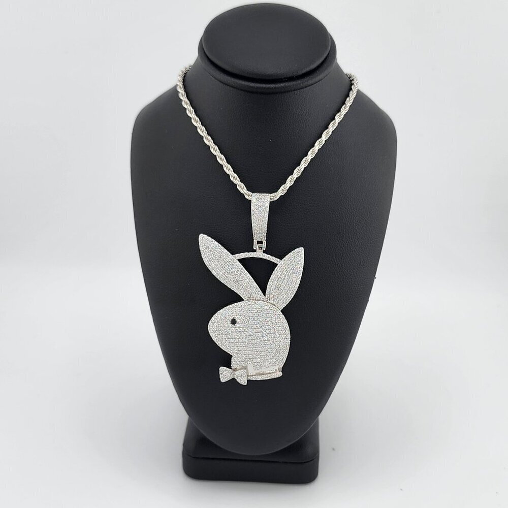 Brand New Sterling Silver 925 Bunny Face Necklace